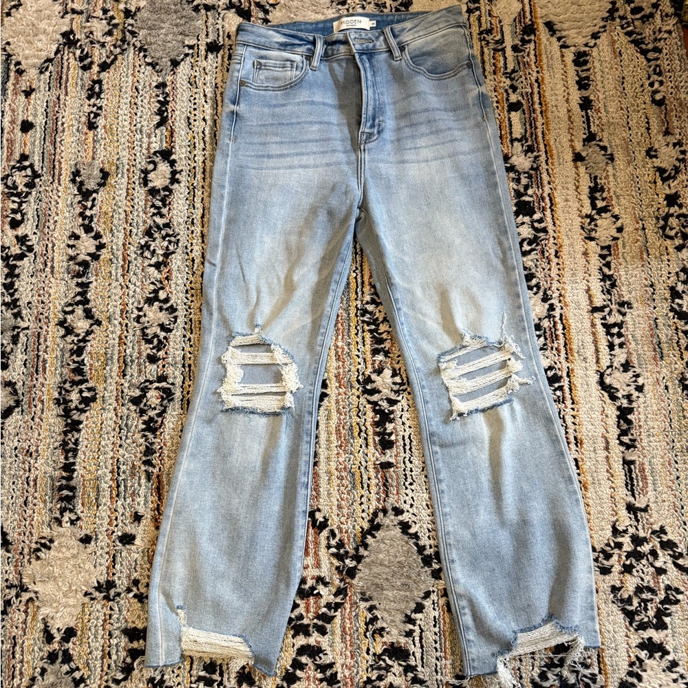 Stylish Light Blue Distressed Women's Jeans